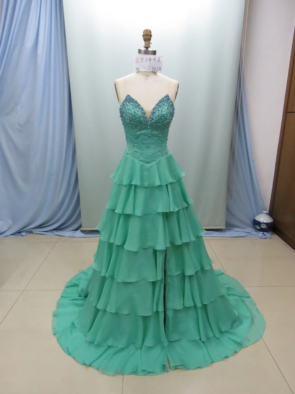 26407 - Ava Presley - Strapless Chiffon Gown With Tiered Skirt - Image 11