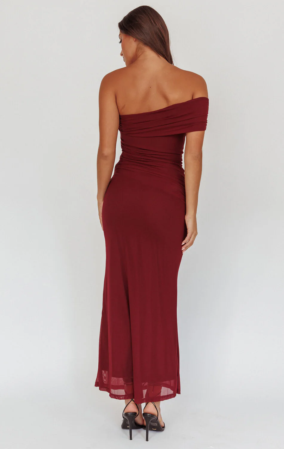 ALISON OFF THE SHOULDER MAXI DRESS - WINE - Image 2