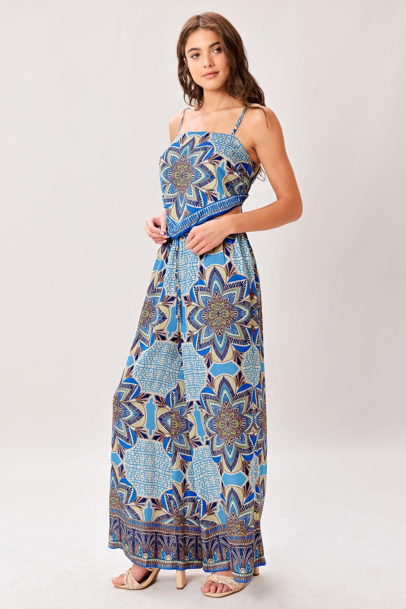 AZURE MANDALA SCARF TOP & PANT SET - Image 6