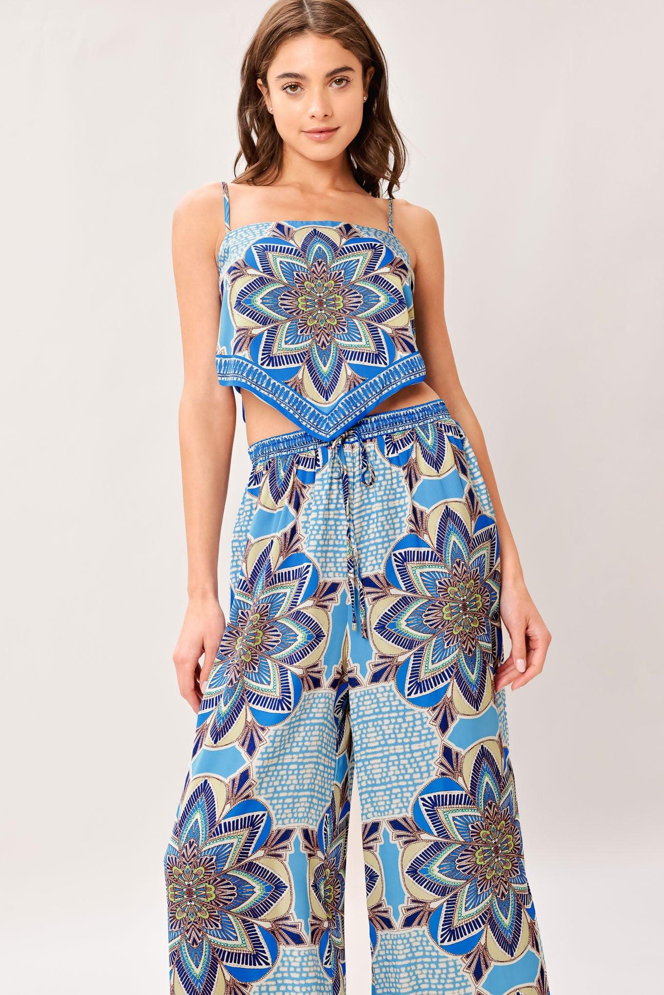 AZURE MANDALA SCARF TOP & PANT SET - Image 7