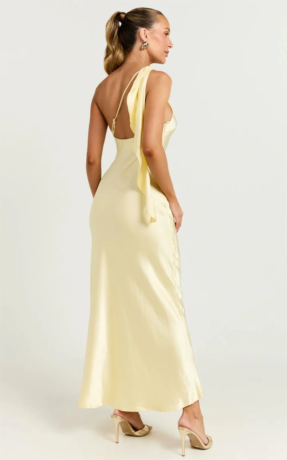 Blaine Maxi Dress - Butter Yellow Satin Slip Dress - Image 2