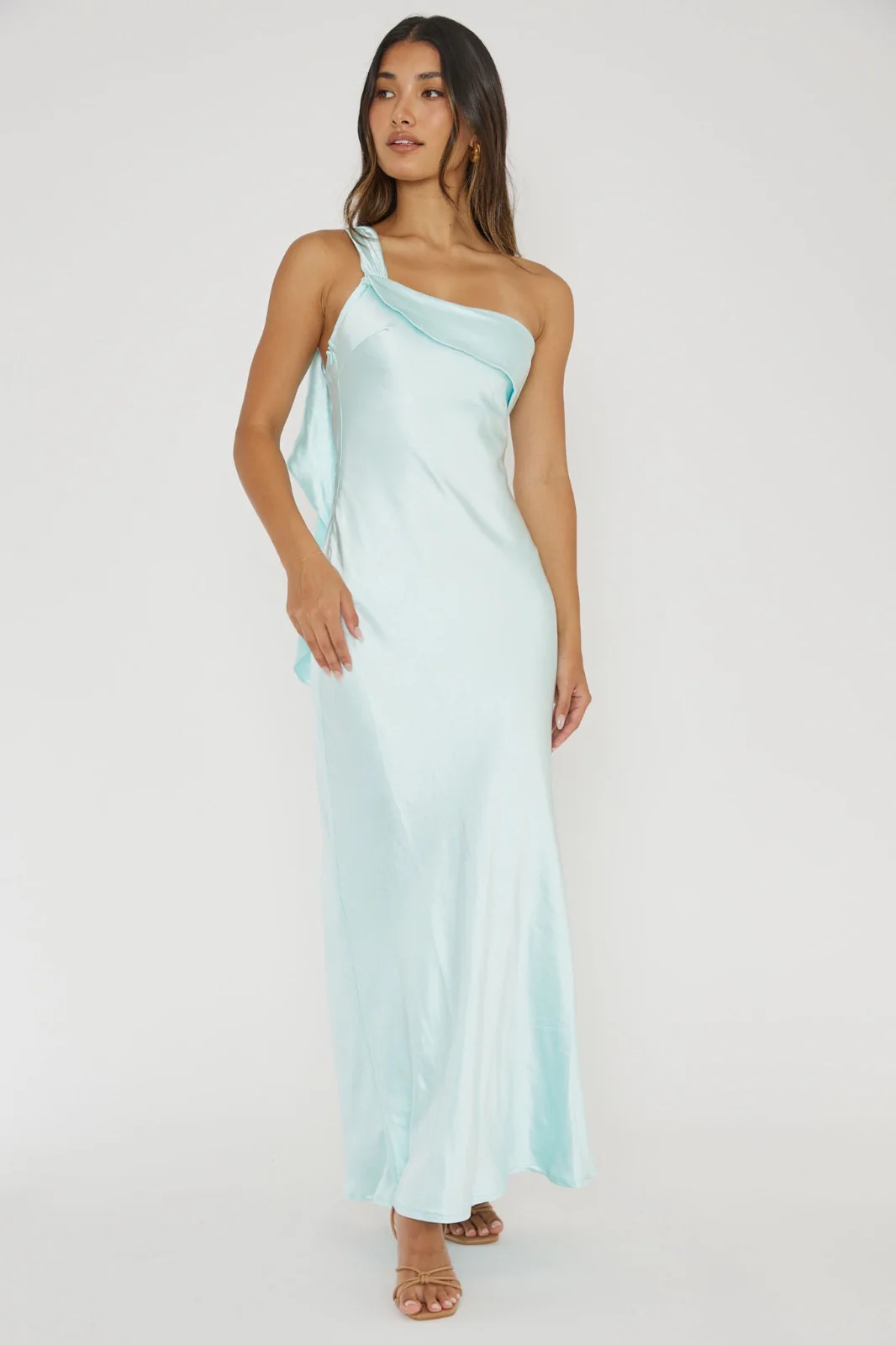 Blaine Maxi Dress - Ice Blue Satin Slip Dress