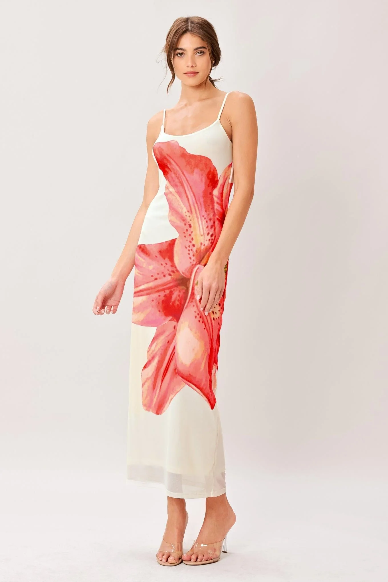 BLOOM STATEMENT POWER MESH CAMI MIDI DRESS - FINAL SALE