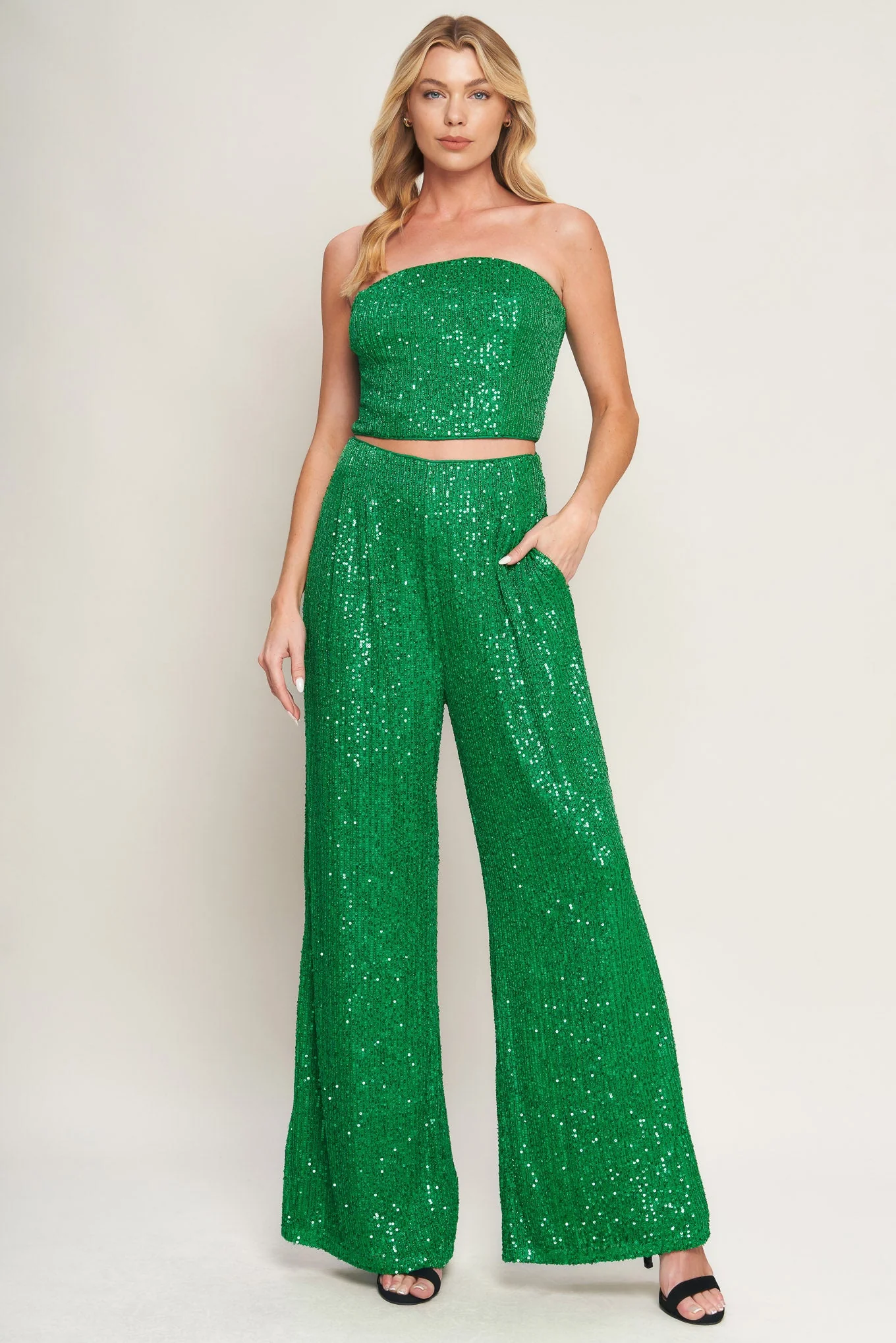 CHARMING COMPOSURE SEQUIN CROP TOP & PANT SET - Image 13