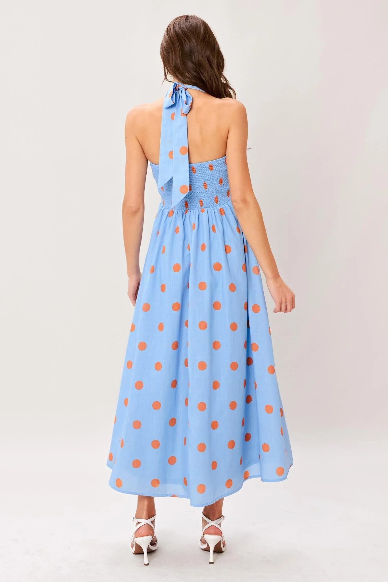 COTTON CANDY SKY DOT HALTER MIDI DRESS - Image 2