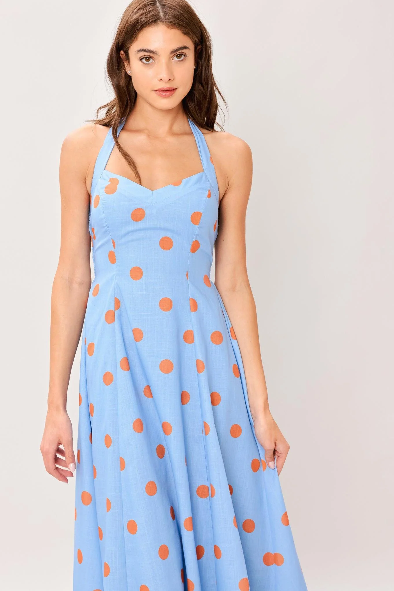 COTTON CANDY SKY DOT HALTER MIDI DRESS - Image 7