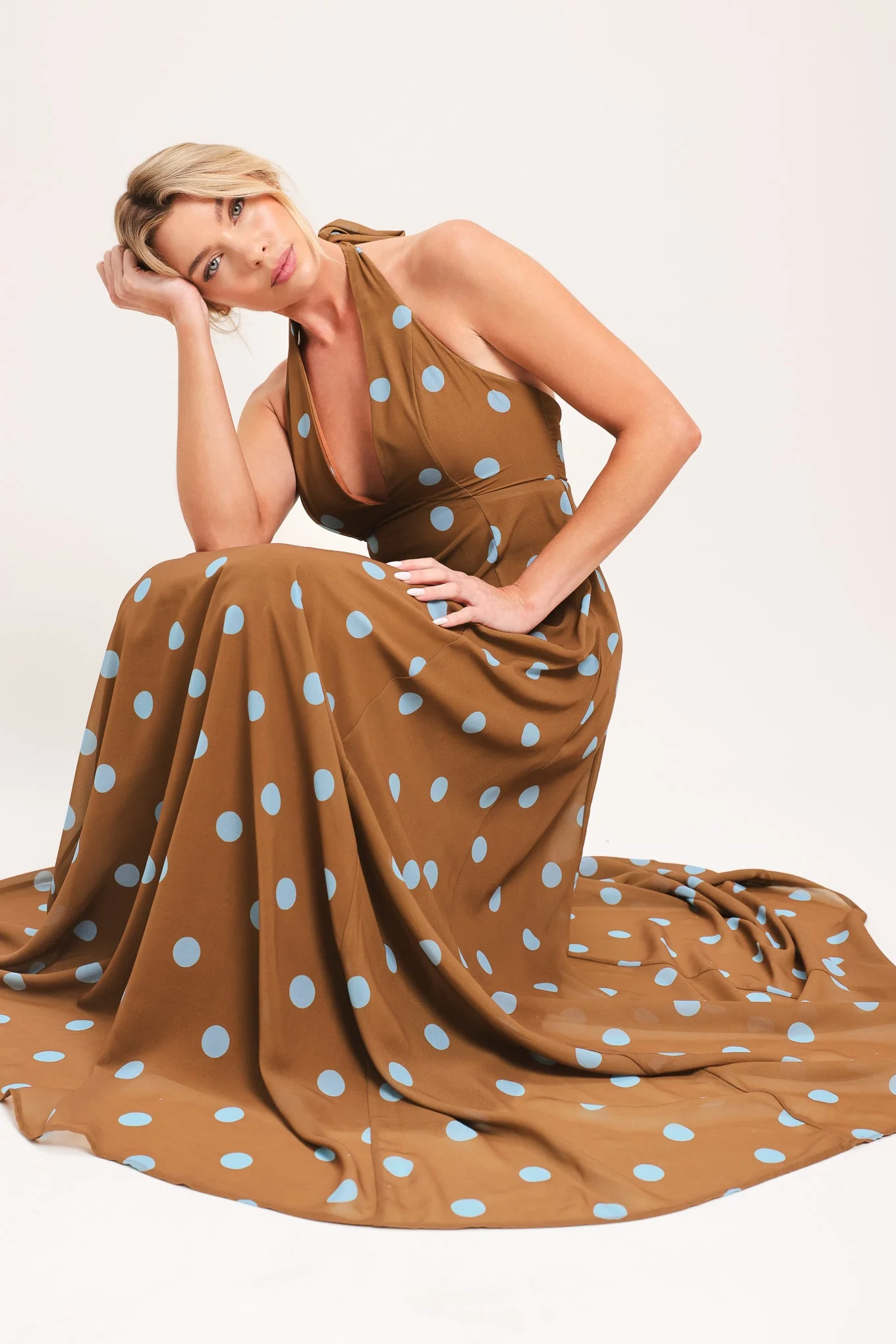 DOTTY LOVE HALTER MAXI DRESS - Image 2