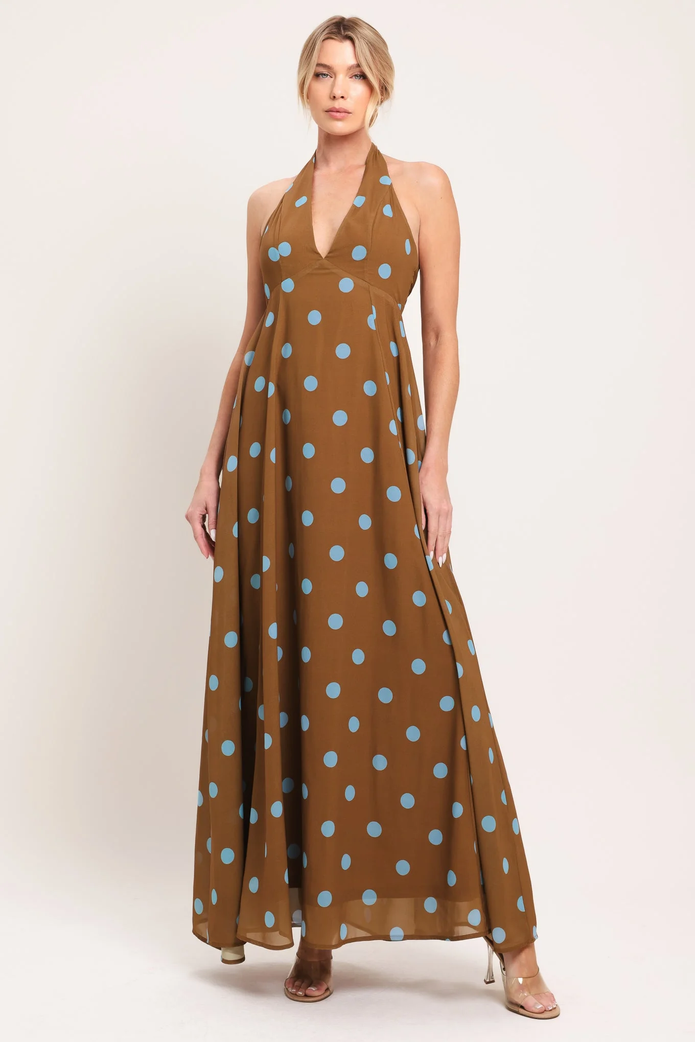 DOTTY LOVE HALTER MAXI DRESS - Image 3
