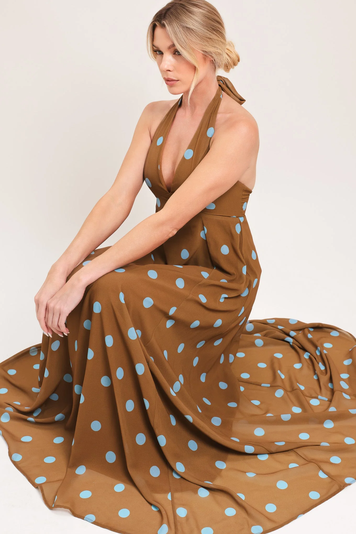 DOTTY LOVE HALTER MAXI DRESS - Image 4