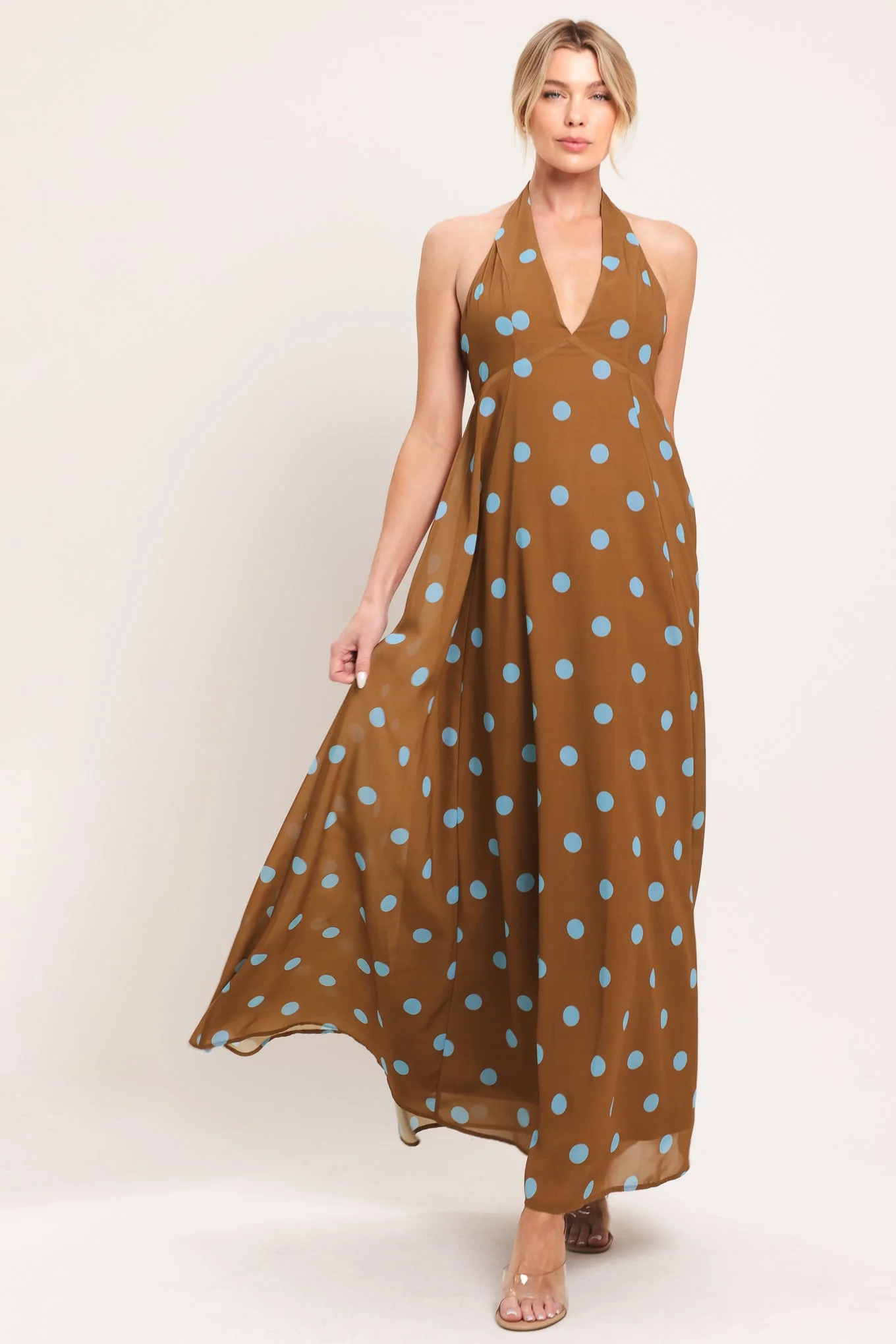 DOTTY LOVE HALTER MAXI DRESS - Image 5