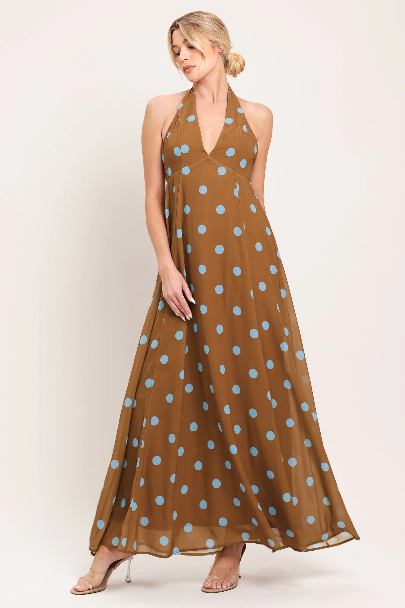 DOTTY LOVE HALTER MAXI DRESS - Image 7