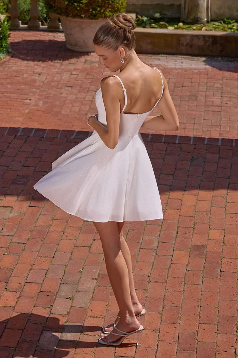 EILEEN MINI DRESS - OFF-WHITE SHIMMER A-LINE MINI DRESS - Image 2