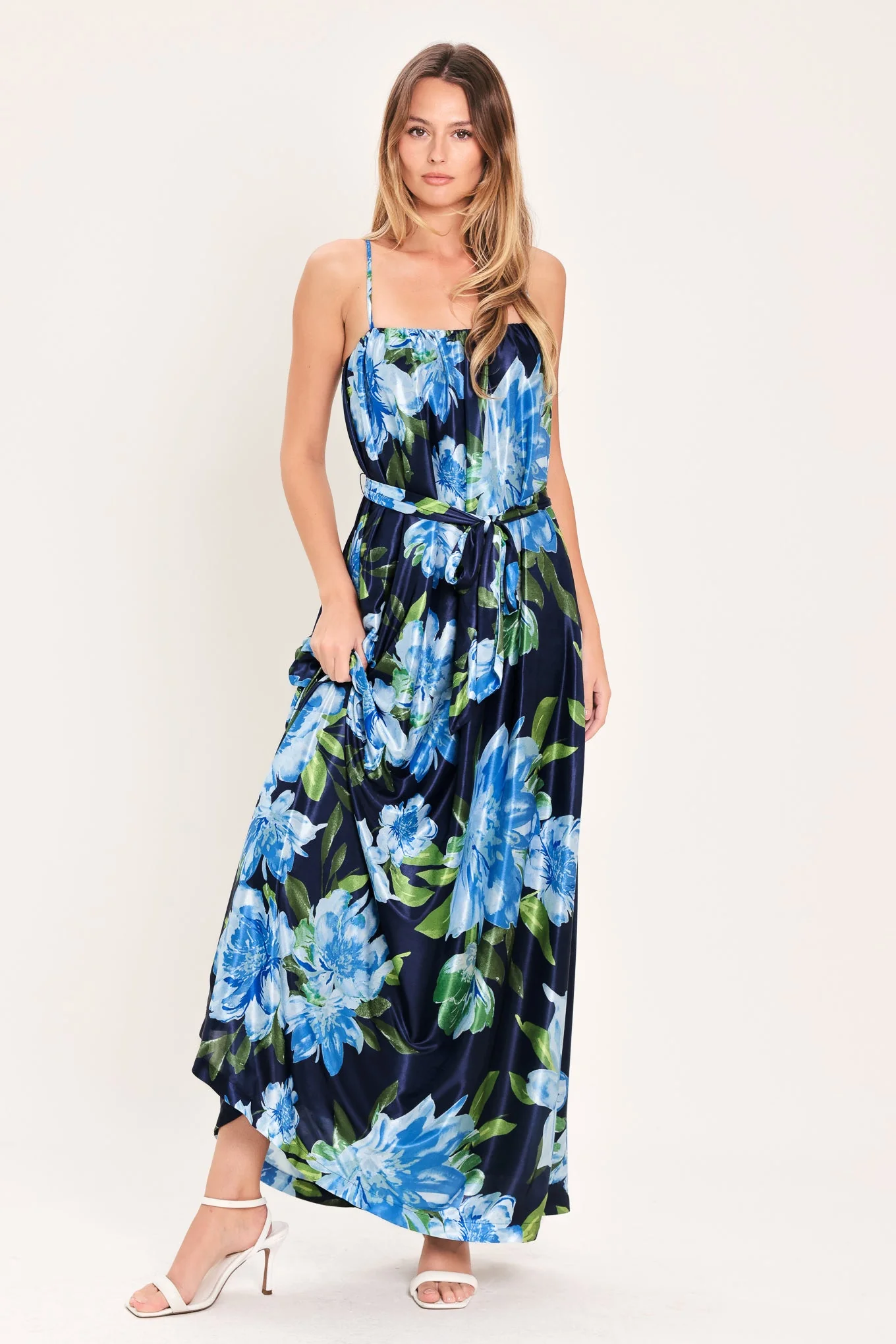 ELEGANT NAVY & BLUE BLOSSOM MAXI DRESS - Image 4