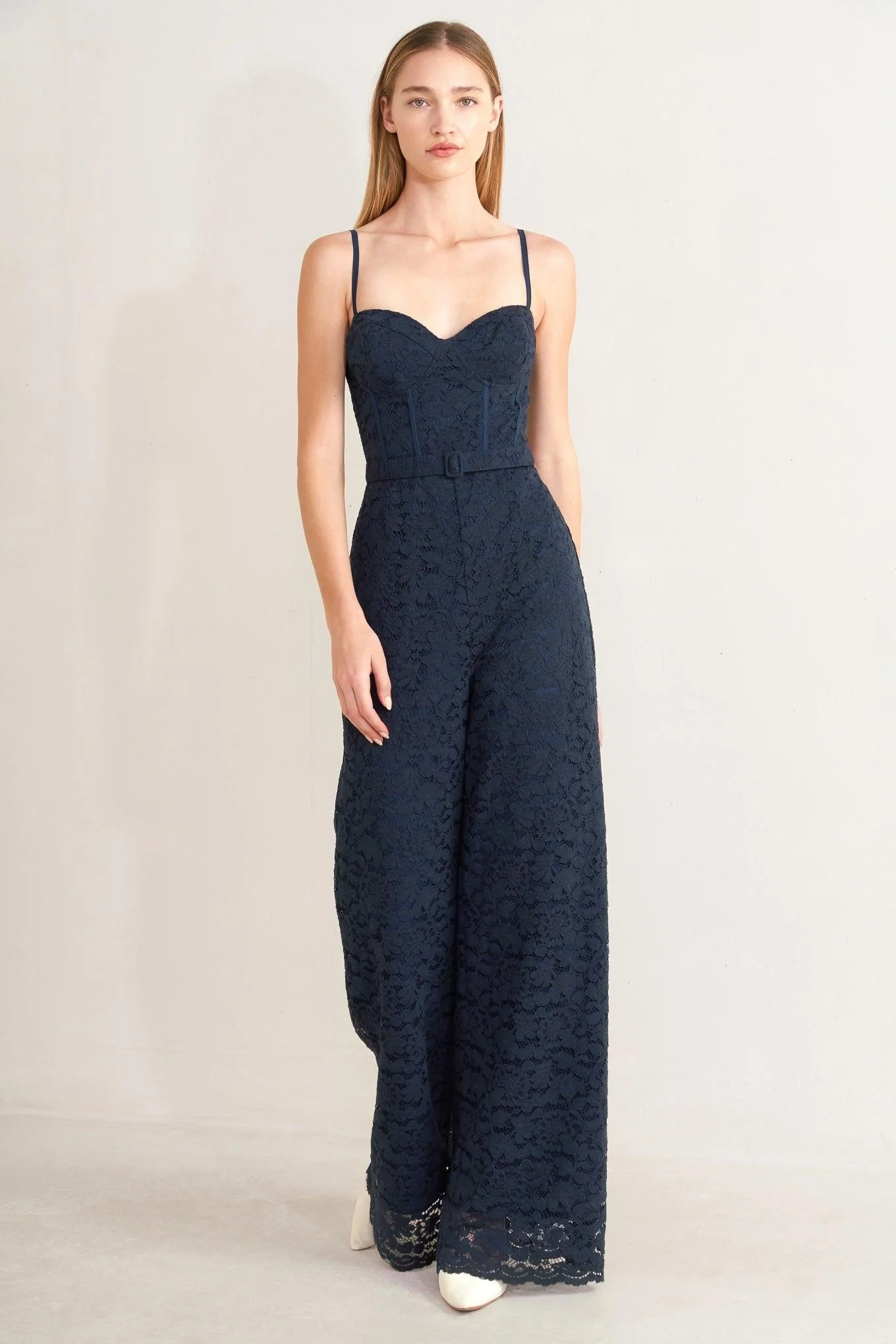 EVENING MUSE NAVY LACE JUMPSUIT - Image 6