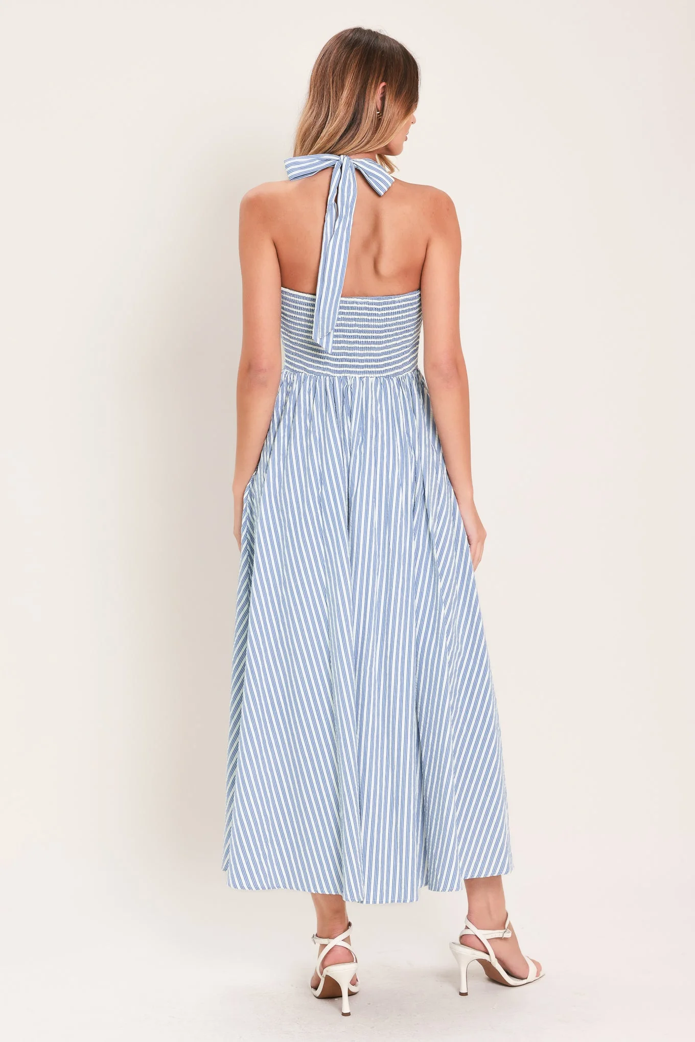 FRESH DAY STRIPE BLUE MIDI DRESS - Image 6