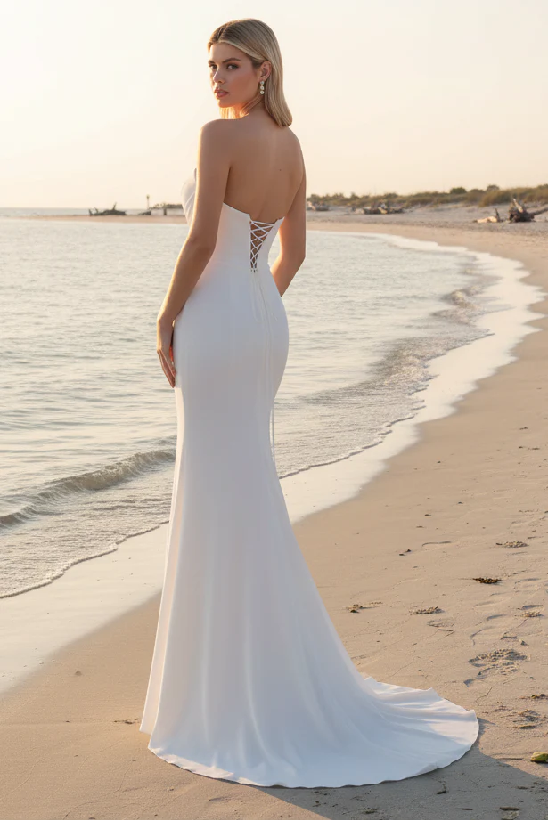 HAVANA GOWN - STRAPLESS CHIFFON DRESS - OFF WHITE - Image 2