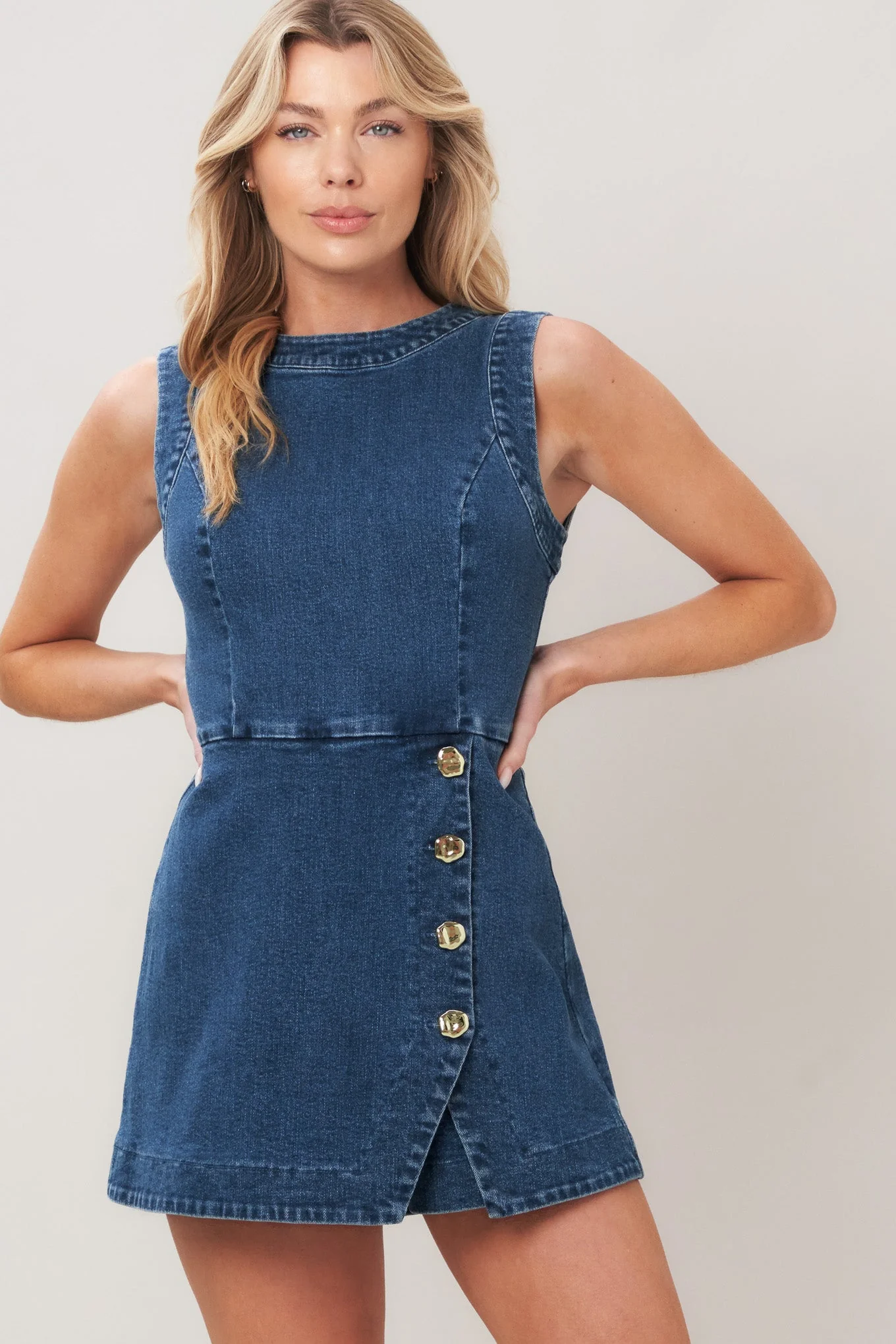 MIDNIGHT DENIM SKORT ROMPER - Image 5