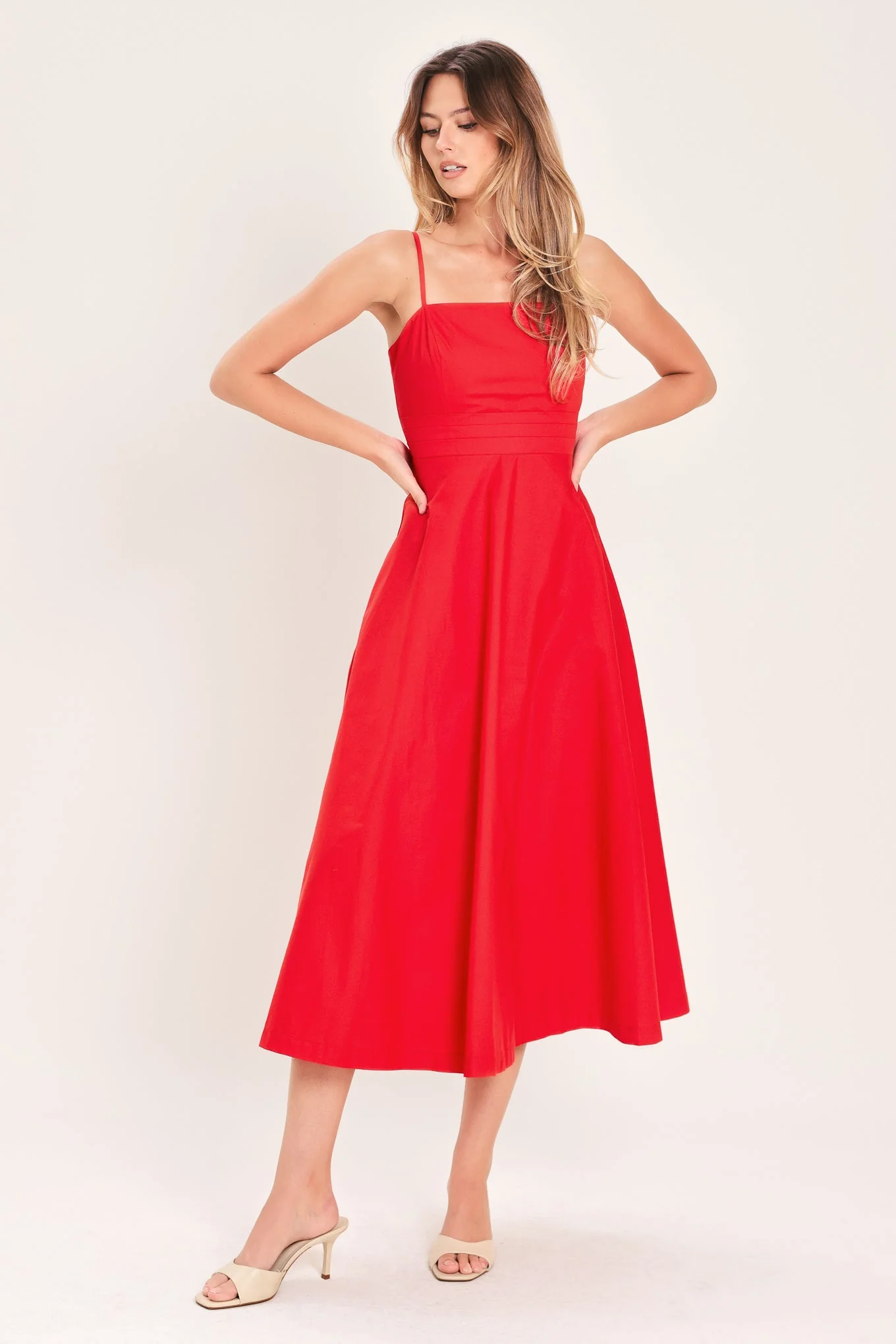 MODERN ROMANCE RED MIDI DRESS - Image 3