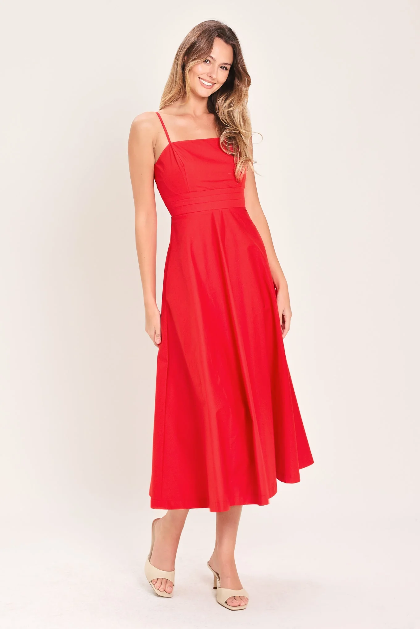 MODERN ROMANCE RED MIDI DRESS - Image 4
