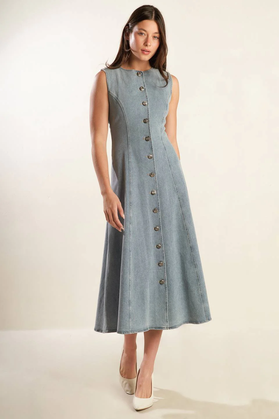 NAUTICAL & NICE - LIGHT DENIM - MIDI DRESS