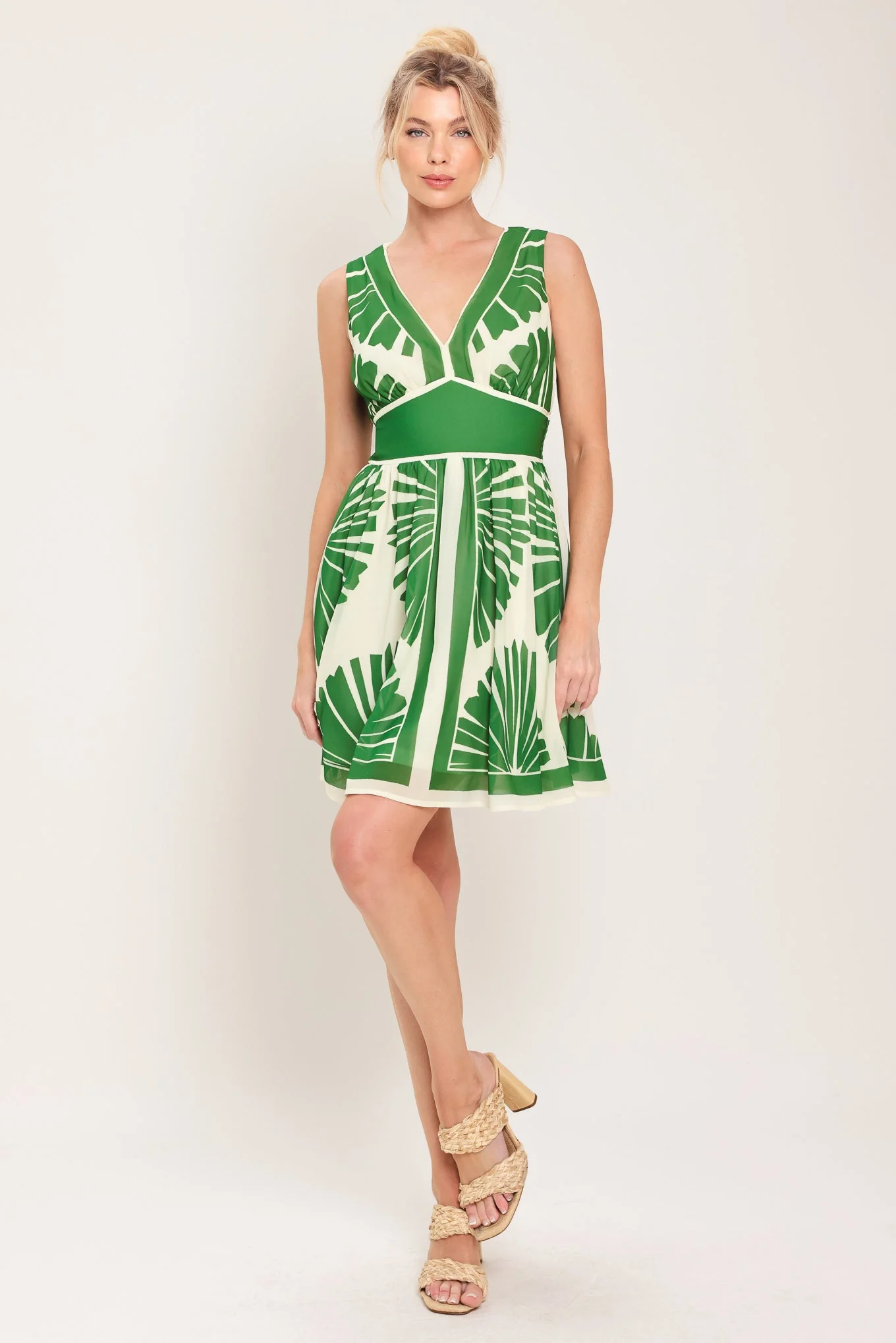 PALM BREEZE GREEN MINI DRESS - Image 3