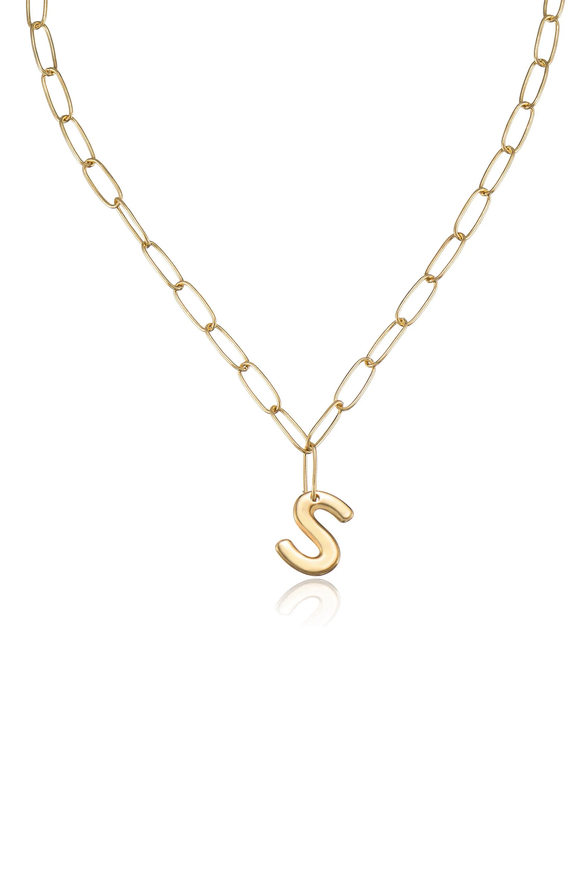 Paperclip Link Initial Necklace - Image 20