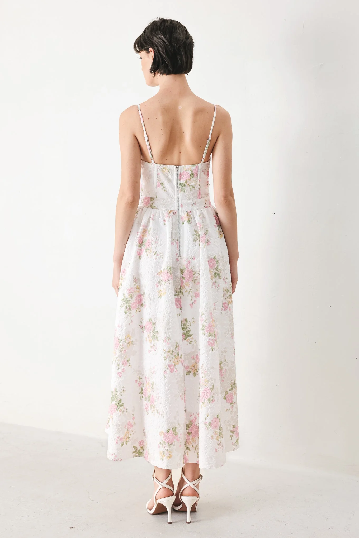 PASTEL ROMANCE WHITE FLORAL MIDI DRESS - Image 6