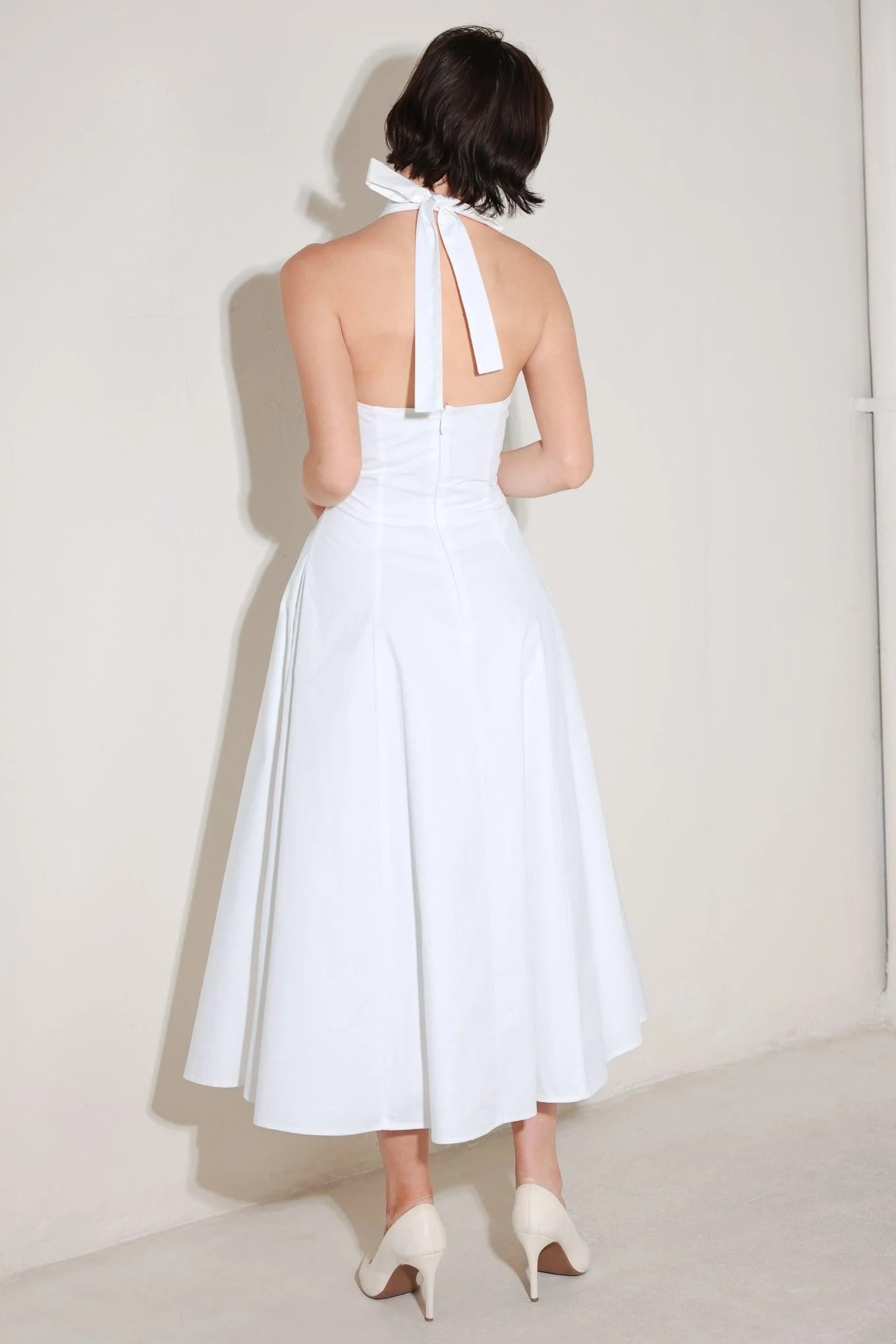 POWDER SKY HALTER WHITE MIDI DRESS - Image 2
