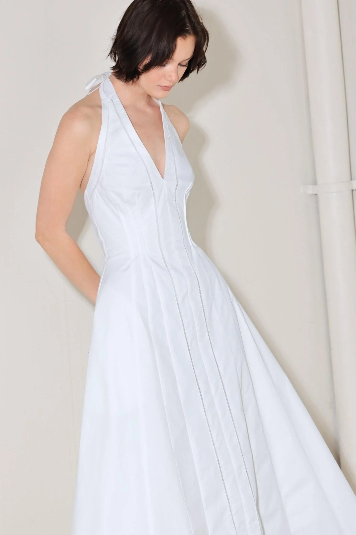 POWDER SKY HALTER WHITE MIDI DRESS - Image 5