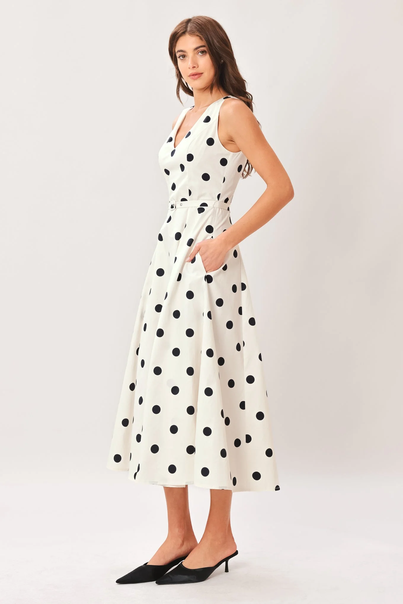 PURE POLKA IVORY MIDI DRESS - Image 5