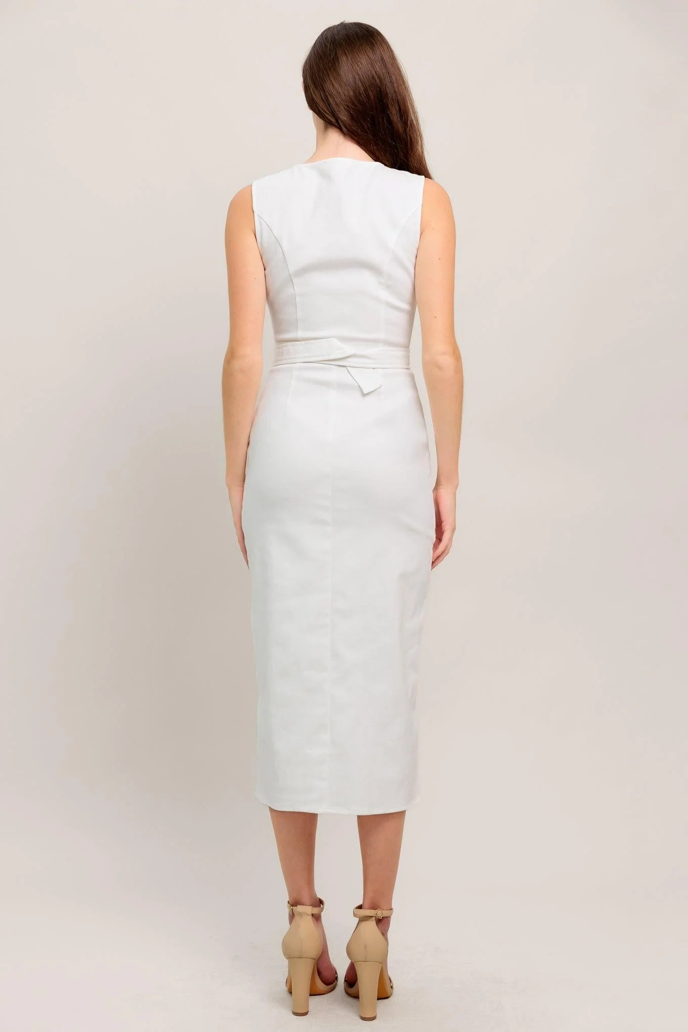 REAL ROMANCE WHITE DENIM MIDI DRESS - Image 6