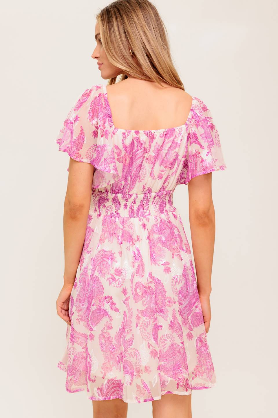 ROMANTIC WALKS FLUTTER SLEEVE MINI DRESS - PINK - FINAL SALE - Image 2