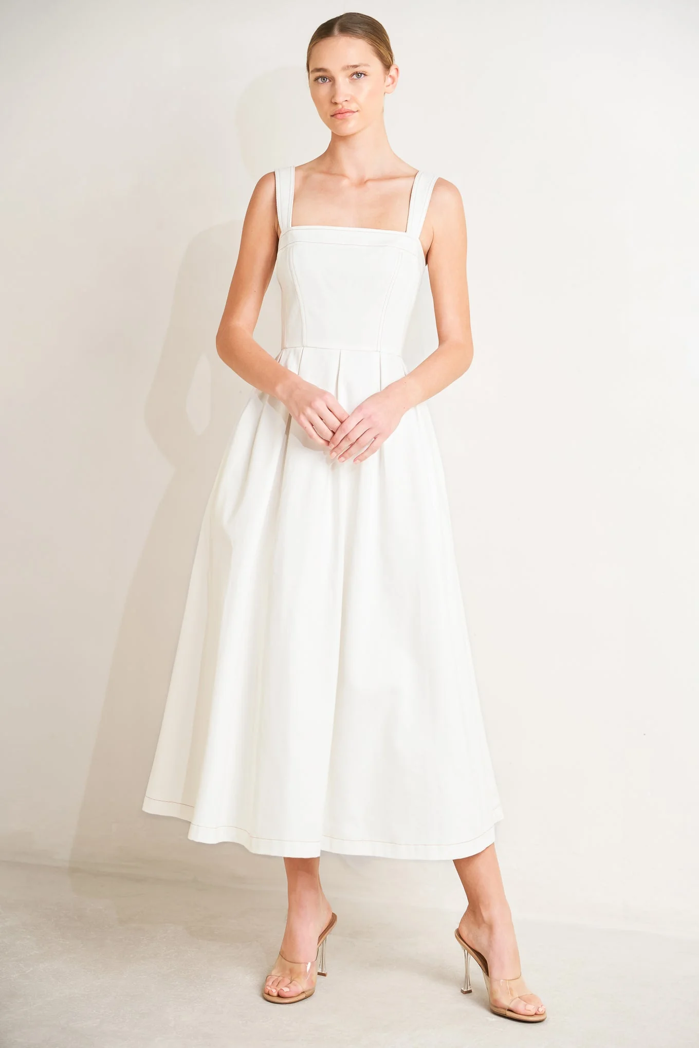 SERENE CHARM OFF WHITE MIDI DRESS - FINAL SALE