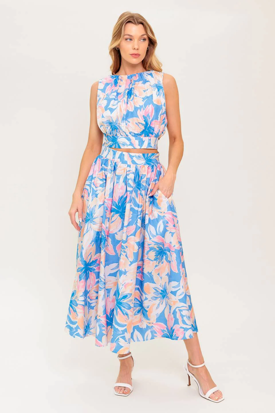 SUMMER HARMONY TIE TOP & SKIRT SET - POWDER BLUE - FINAL SALE