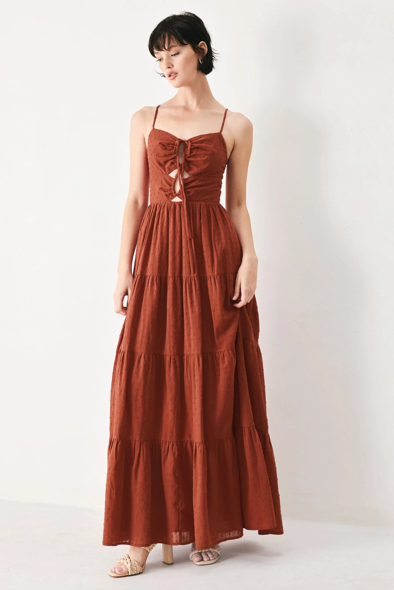 TERRACOTTA SUNSET CUT-OUT MAXI DRESS