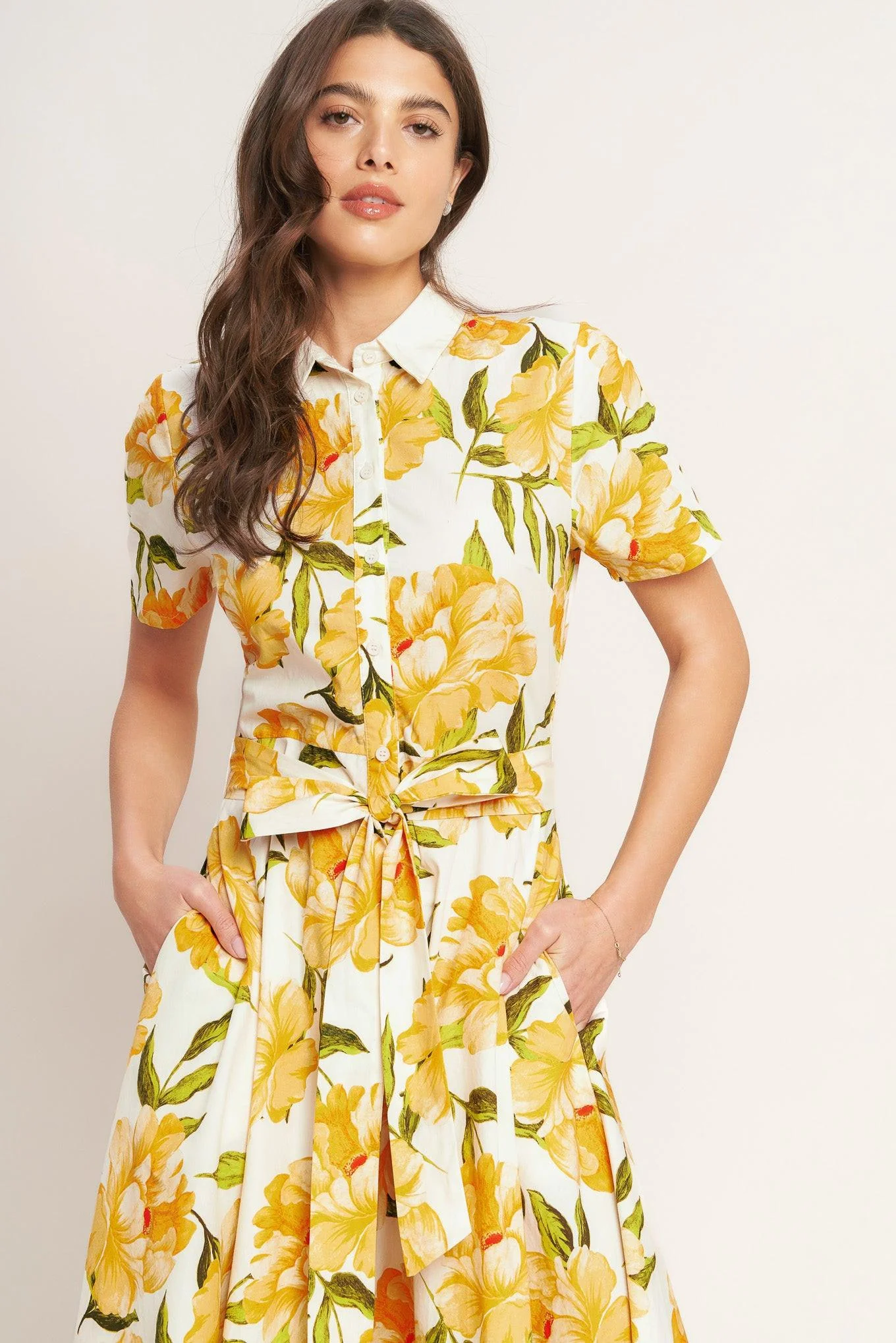 UPLIFTING PALETTE YELLOW FLORAL MIDI DRESS - Image 2