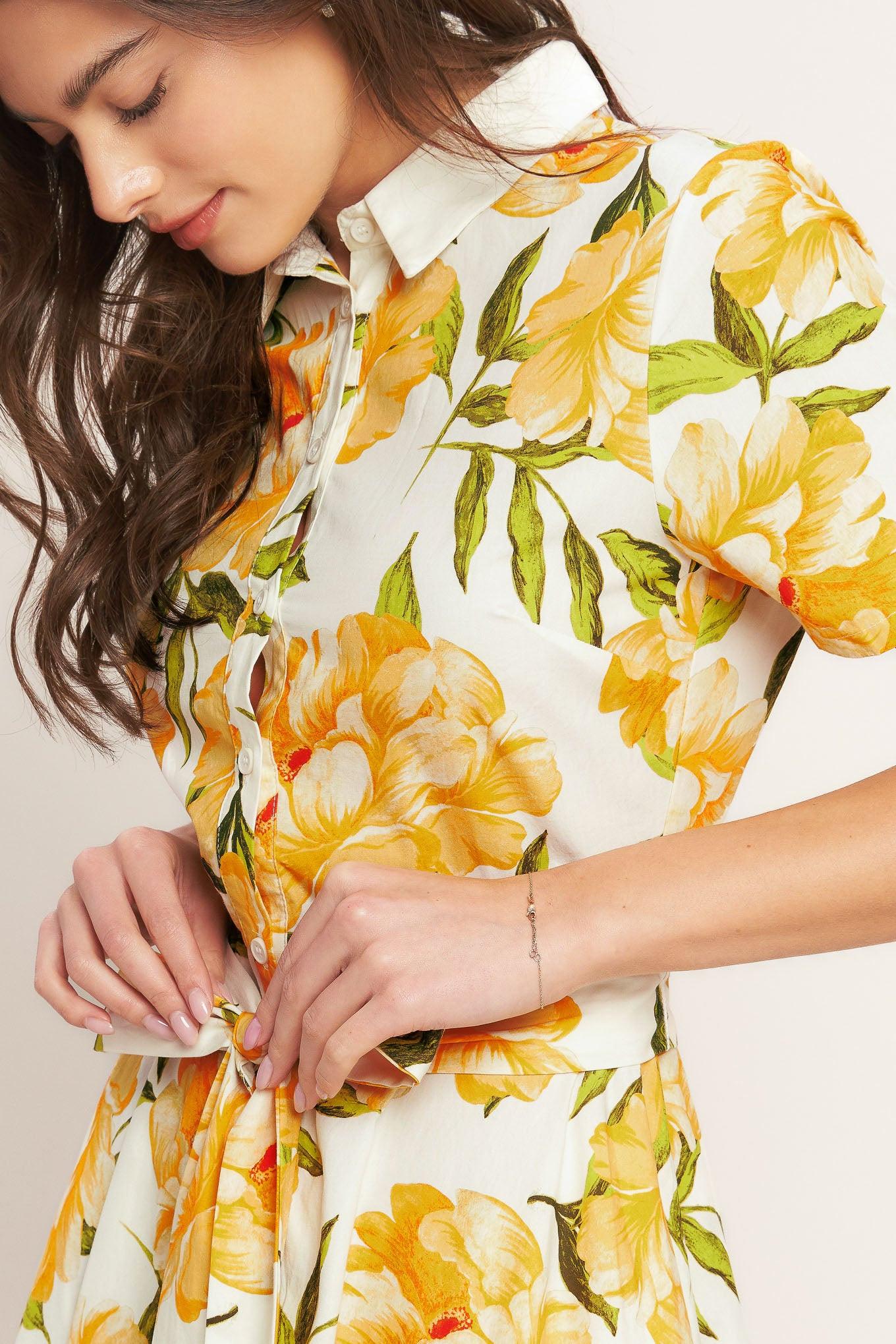UPLIFTING PALETTE YELLOW FLORAL MIDI DRESS - Image 4