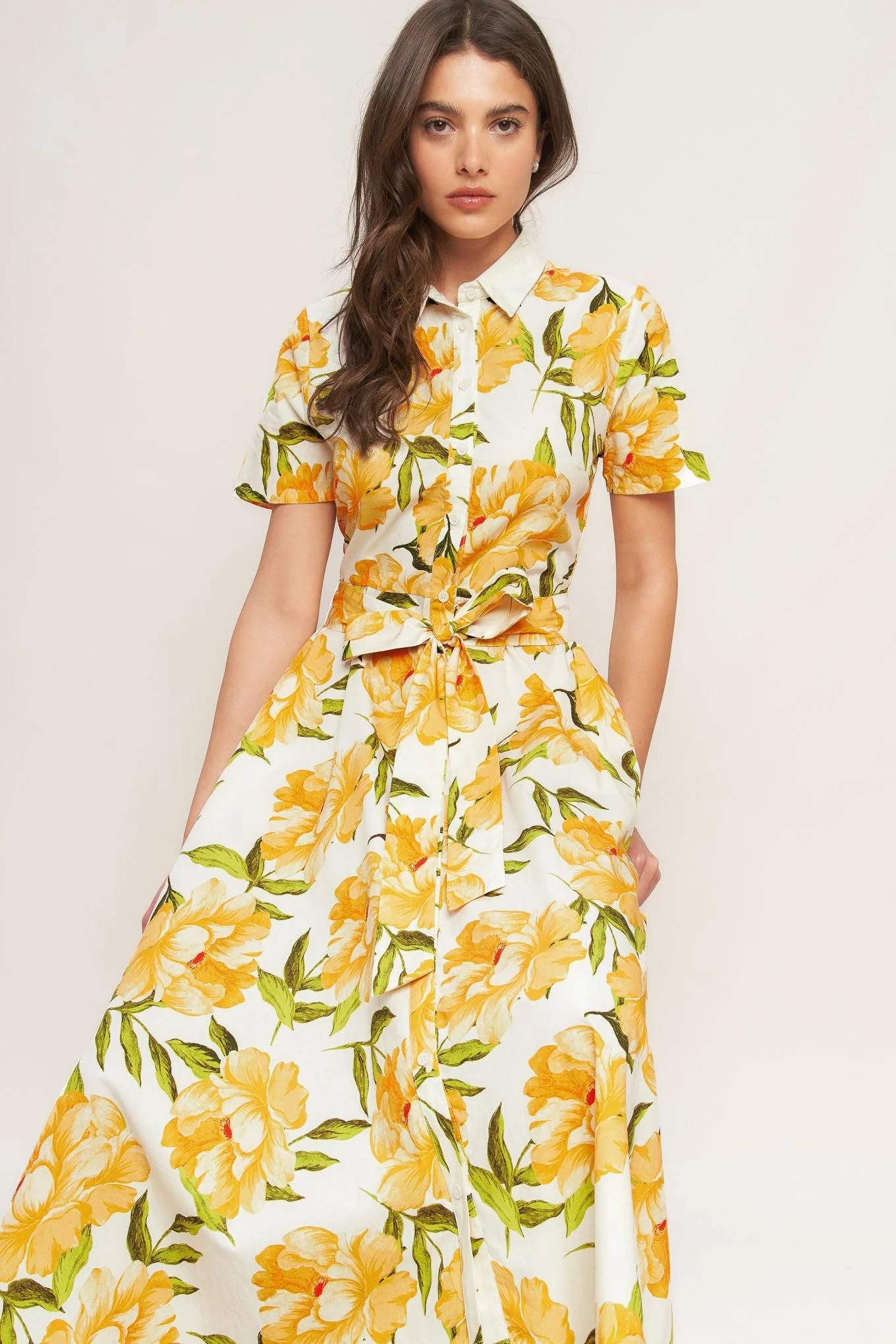 UPLIFTING PALETTE YELLOW FLORAL MIDI DRESS - Image 6