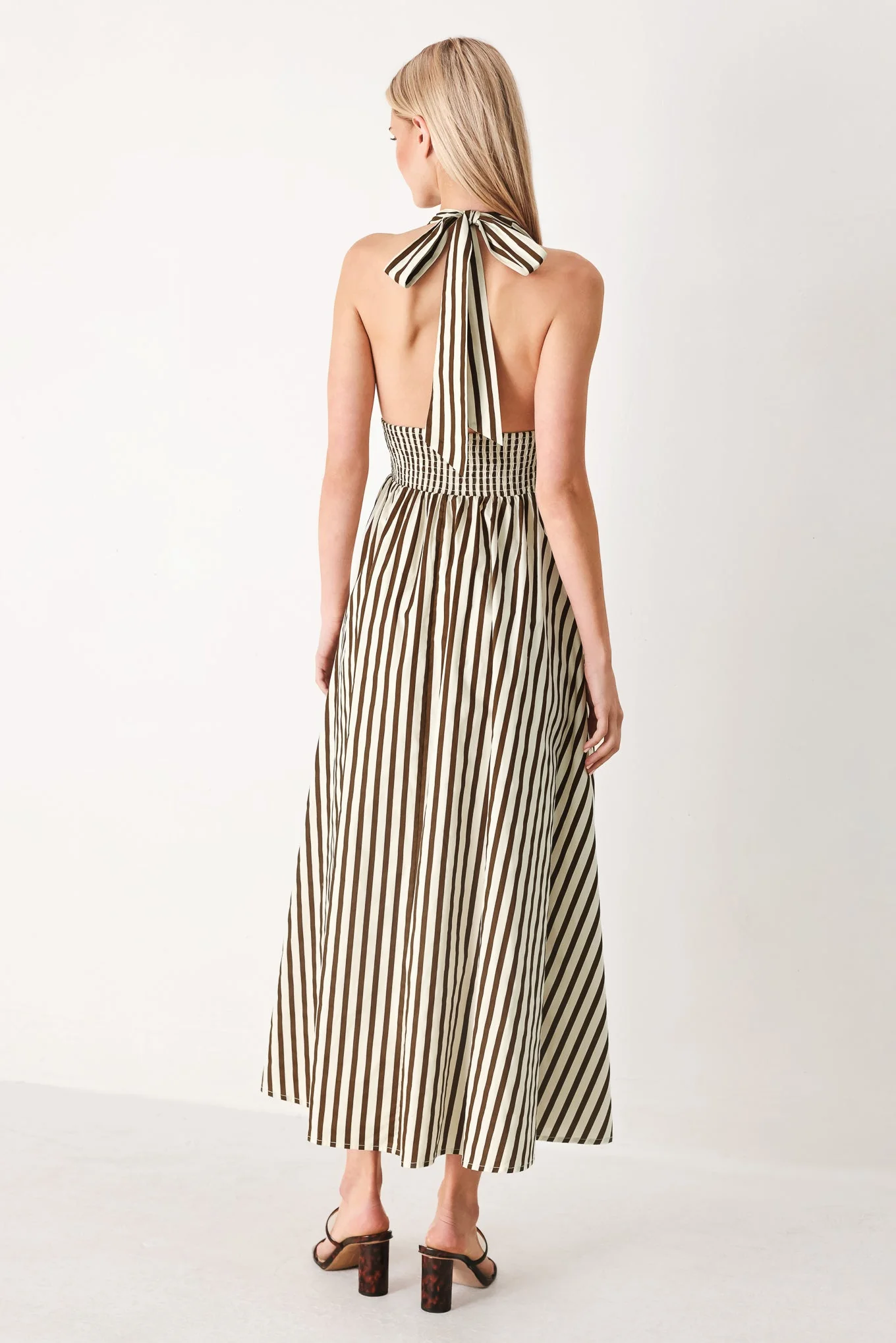 VACATION LINE STRIPED HALTER MIDI DRESS - Image 6